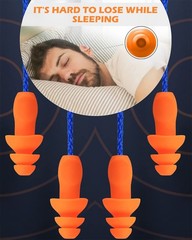 12 Pairs Corded Silicone Ear Plugs – 1 Count (Pack of 12), Orange