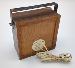 Vtg GEMCO Speaker Woodgrain Rattan 3.5mm 5.5in Cable Handle/Mount Bracket Works