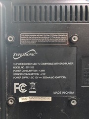 Supersonic 13 X10 Portable DVD Player / Monitor