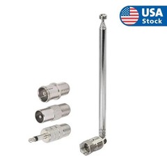 F Type Telescopic Aerial Antenna 75 Ohm with TV / 3.5 Adapter Bose Wave Radio FM
