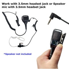 3.5mm Police Listen Only Earpiece Acoustic Tube Headset for Motorola Mic Speaker