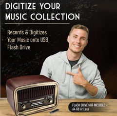 SoundBeast All-in-One Vintage Style Radio, AM/FM, CD, Bluetooth, USB, Aux, SD