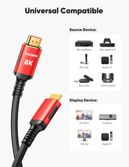 8K HDMI Cable 2.1 Long 15FT 2-Pack, Ultra 48Gbps High Speed 8K60Hz 4K120Hz 14…