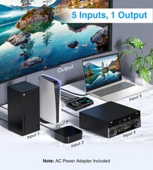 4K HDMI Switch 5 in 1 Out (4K 60Hz, 5 Port Video Switcher, HDMI Hub, HDR10+, …