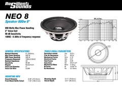 RESILIENT SOUNDS NEO 8 400w rms 4ohm 8″ speaker