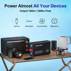 1000W 2000W Pure Sine Wave Inverter 12V DC to 120V AC Converter Remote Control