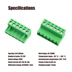 5 Pin 5.08mm Pitch Pluggable Mount Screw Terminal Block With Plug 10 PCS