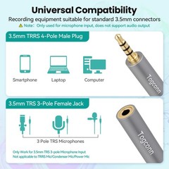 3.5mm TRS to TRRS Adapter 2Pack for Smartphone and Laptop Audio Connection