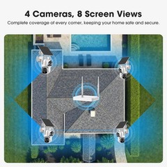2K 10CH NVR 4-Cam Kit Dual Lens Solar Wireless Security Camera System Outdoor