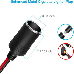 12V / 24V Power Supply Car Plug Outlet – 6FT/3FT UL 16AWG Cable with 15A Fuse –