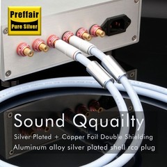 Pair Hi-Fi 5N Pure Silver Audio RCA Cable Hi-end RCA Connector Interconnect Wire