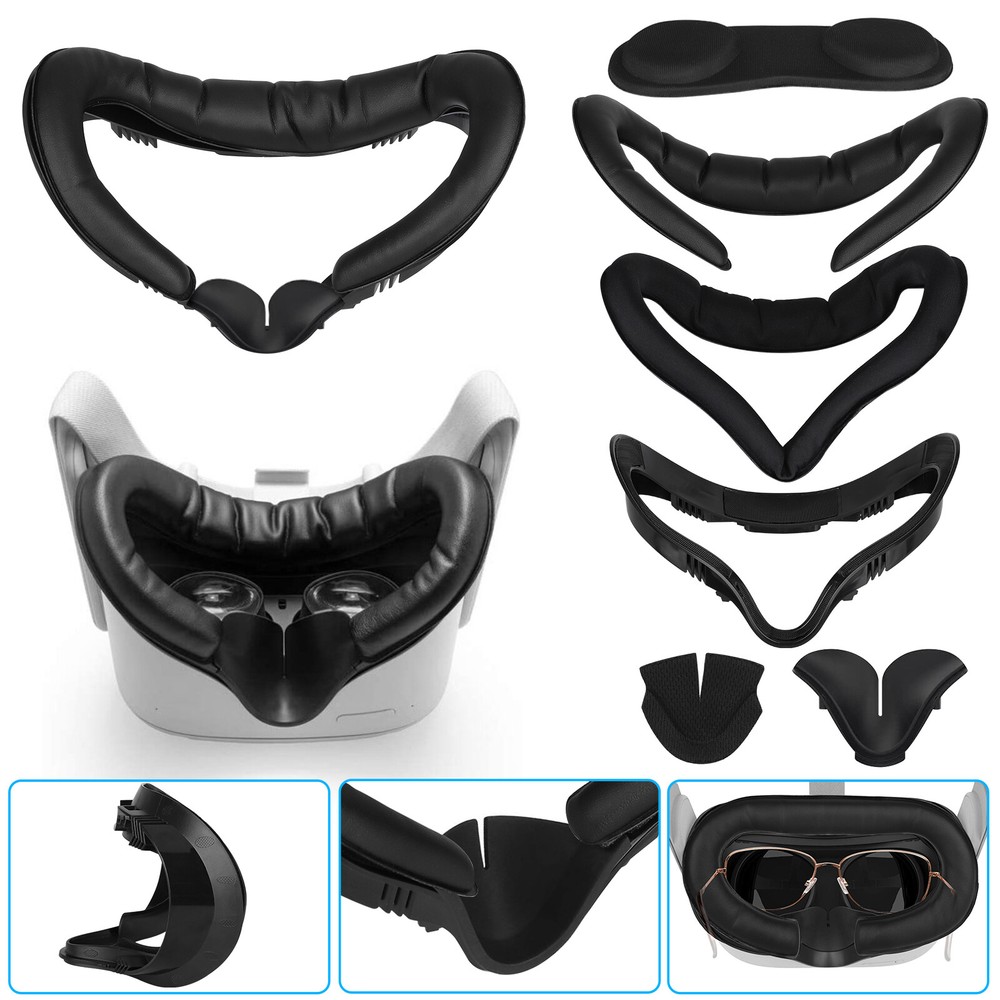 6IN1 Accessories Kit for Oculus Quest 2 VR Eye Face Cover Cushion PU Leather Pad