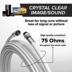 White, Booted RG6 Coaxial Cable, All Weather Proof Coax, 35 Feet (10.5 Meter)