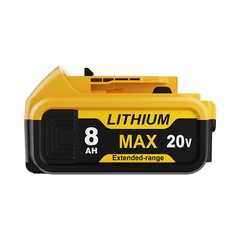 Combo 2-Pack 8.0Ah Replacement Battery & Charger Capacity for DEWALT 20V Tools