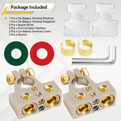 2 Car Battery Universal Terminal Connector Top Post Positive Negative Heavy Duty