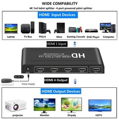 hdmi splitter 1 in 4 out- 4 output splitter, 1X4 splitter- 4 Port Powered