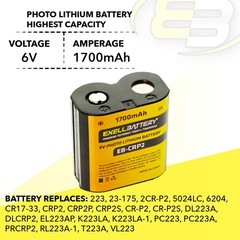 20x 6V 1700mAh CRP2 Photo Battery Compatible With CR-P2S DL223A DLCRP2 EL223AP