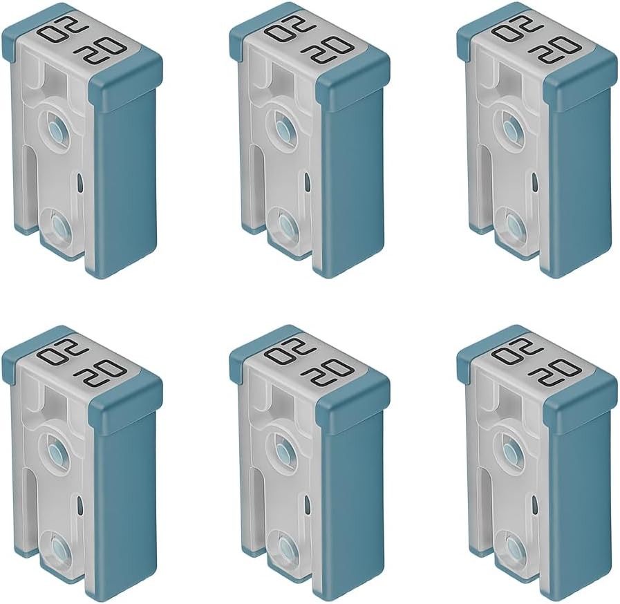6PCS Mini Slotted Automotive MCASE Shaped Cartridge Fuse Kit, 20A 32V Vehicle Mi
