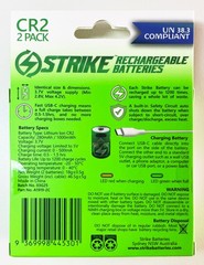 CR2 5046LC Rechargeable Li-Ion Battery Portable with USB cable 3.7V 1000mWh BMS