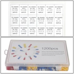1200 PCS ELECTRICAL CONNECTOR SPADE EYELET WIDE GAUGE TERMINAL ASSORTMENT KIT