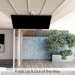 VIVO White Electric Motorized Flip Down Drop Ceiling TV Mount, 32″ to 70″ Screen