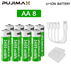 1.5V AAA/AA 3400Mwh 1100Mwh Rechargeable Battery USB Type-C Rechargeable Li-Ion