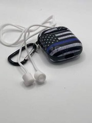 Rustic Black/White Flag with Blue Stripe – AirPod Case Cover – added bonus – 1st