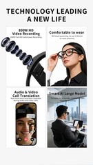AI Smart Glasses 800W Camera Live Video Recorder Real-Time Translation f android