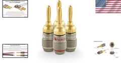 FanLock Excel 24k Gold Plated Banana Plugs – 4 Pcs Quick Connect for Audiophiles