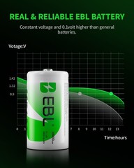 EBL Lot C D Size Batteries Rechargeable,Optional Charger for C &D cell Battery