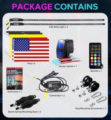 2FT-6FT COB LED Whip Light Spiral Antenna RGB Chasing for Can Am Polaris ATV UTV