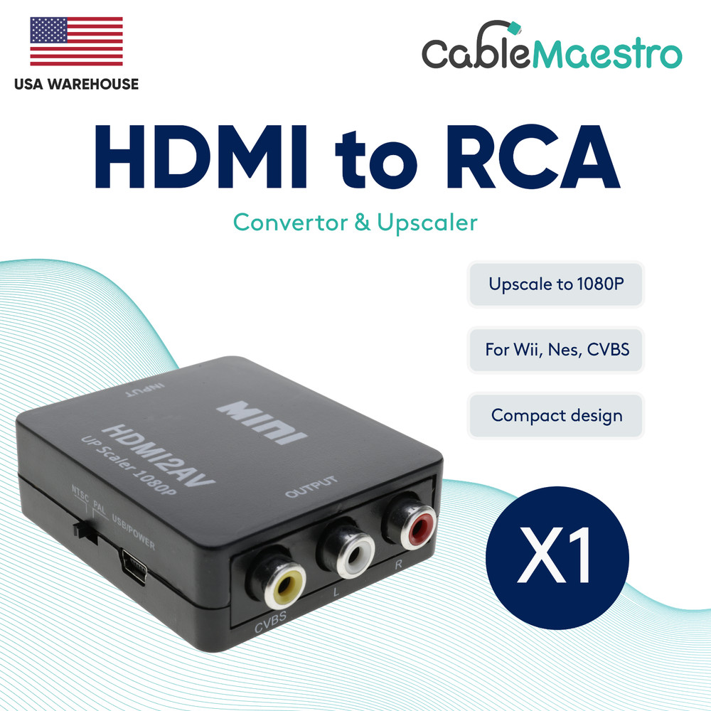 HDMI to RCA Converter AV 720p 1080p HDMI2AV Upscaler Video Adapter Wii NES Lot
