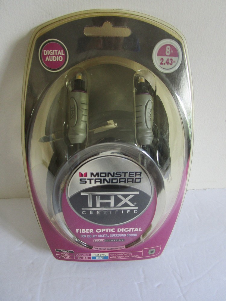 Monster THX Certified Fiber Optic Digital Cable 8 ft New Sealed !