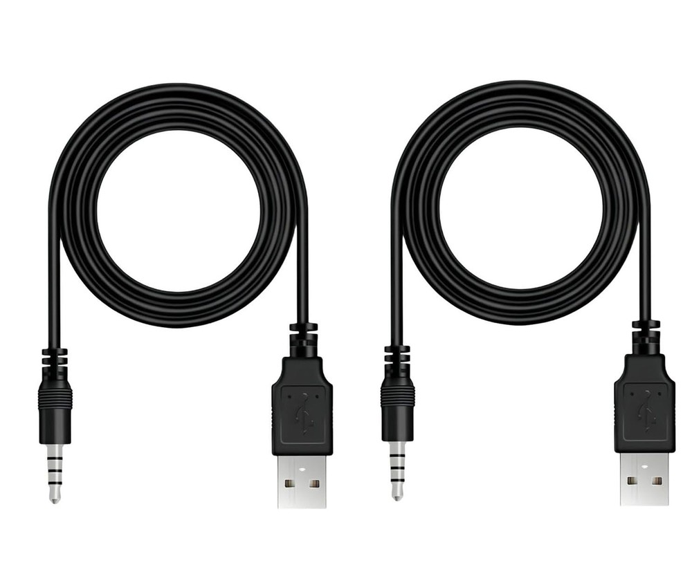 BERLAT 3.5mm Male AUX Audio Jack to USB 2.0 Male Charge Data Cable Cord, 2pac…