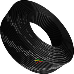 Phone Cable 300Ft Rounded Black Roll (100M Long) 4X1/0.4 26 AWG Gauge Solid Wire