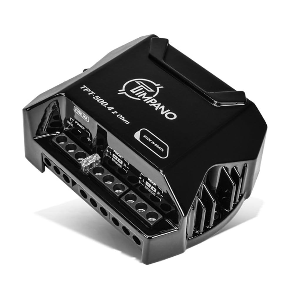 Timpano 4 Channel Amplifier Car Audio 4 x 125 Watts 4.5 x 3 x 2.5 Inch, Gray