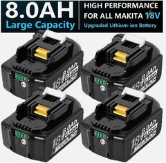 4 Pack 8.0Ah 18V For Makita LXT Lithium-Ion BL1830B BL1830 BL1860B Tool Battery