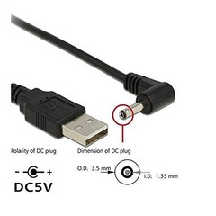 USB 2.0 A Male to Right Angled 90 Degree DC 3.5×1.35 mm 5 Volt 24AWG DC Barre…