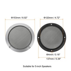 4 Pcs 5inch Black Speaker Grill Mesh Metal Cover Iron Gray ABS Frame