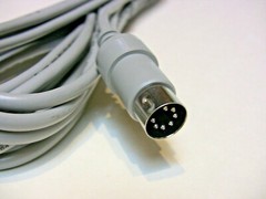 7 pin keyed male din connector connected to 20 ft cable