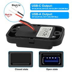 2X 12-24V 4.8ADual USB PD QC3.0 Car Boat RV Fast Charger Socket LED Power Outlet