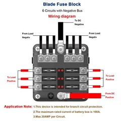 Car Power Distribution 12-24V Blade Fuse Holder Box Block Panel Board 6 WAY