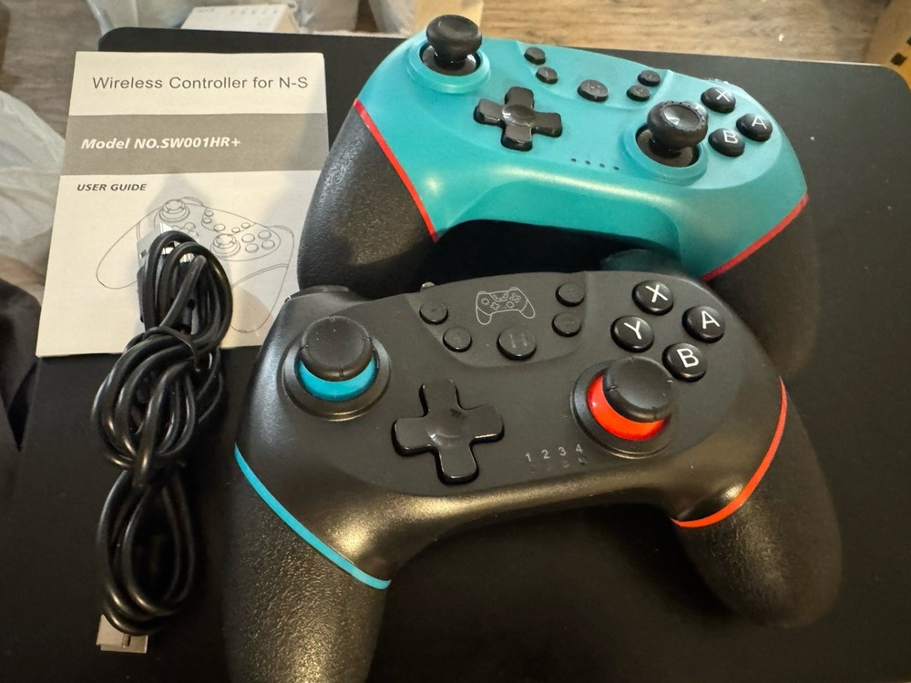 Diswoe Switch Controllers, 2 Pack Wireless Pro Controller for black and blue