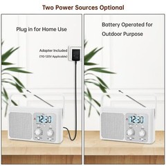 Portable AM/FM Radio with Digital Display Battery or Plug-in Ideal for Seniors