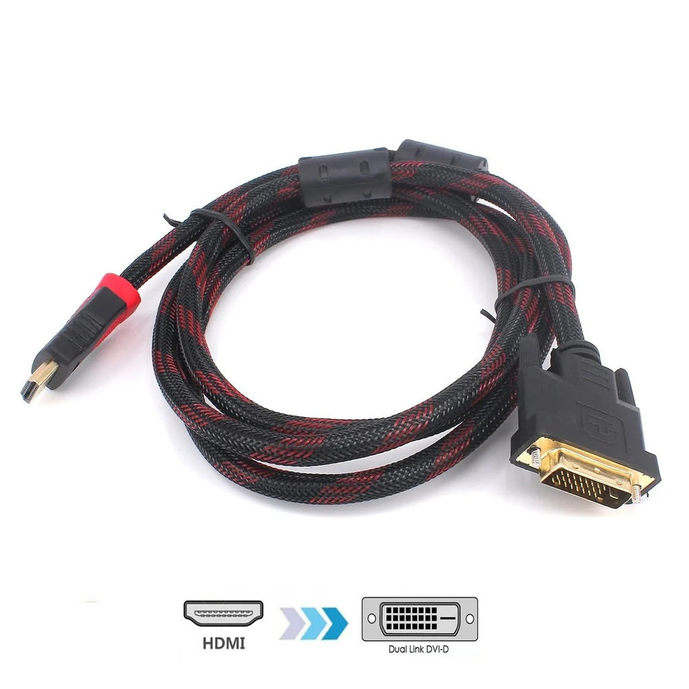 24Pins+1Pin HDMI to DVI Cable for PC Laptop (Gold)
