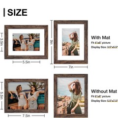Vittanly 6×8 Picture Frame, Display Pictures 4×6 with Mat 6×8, Rustic Brown