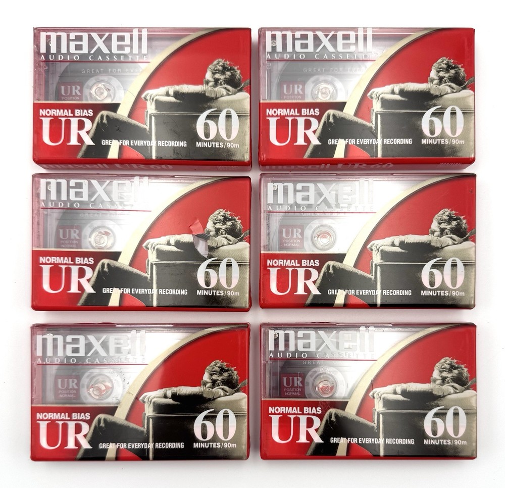 Maxell UR60 Audio Cassette Tape 60 Minutes – LOT OF 6 – NEW/SEALED
