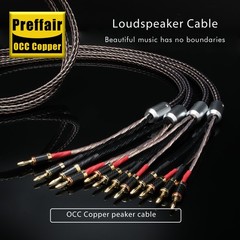 Pair Bi-wire Speaker Cable 24 Strands 7N OCC Audio Loudspeaker Cord Banana Plugs