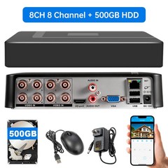 Preloaded 500GB Hard Drive 8 Channel 5-in-1 DVR Digital CCTV Video Recorder Gear