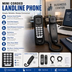 Wall Mount Black Desktop Corded Landline Phone Fixed Telephone Home Office Wired